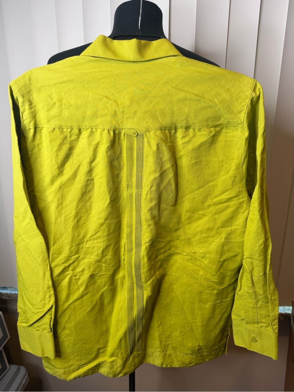 Pepe & Berta Men’s Chartreuse Linen Guayabera Jacket Lime Green Size Medium - Picture 4 of 5